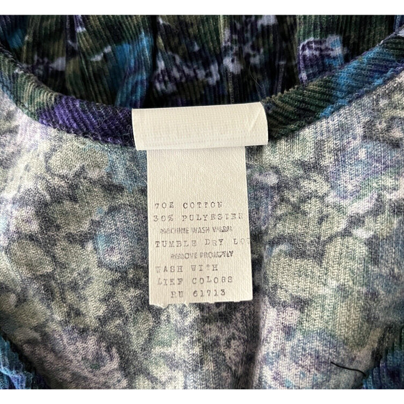 Rita Did It Dress Girls 7 Blue Green Floral Flower Corduroy Bloomcore Vintage - Picture 6 of 6